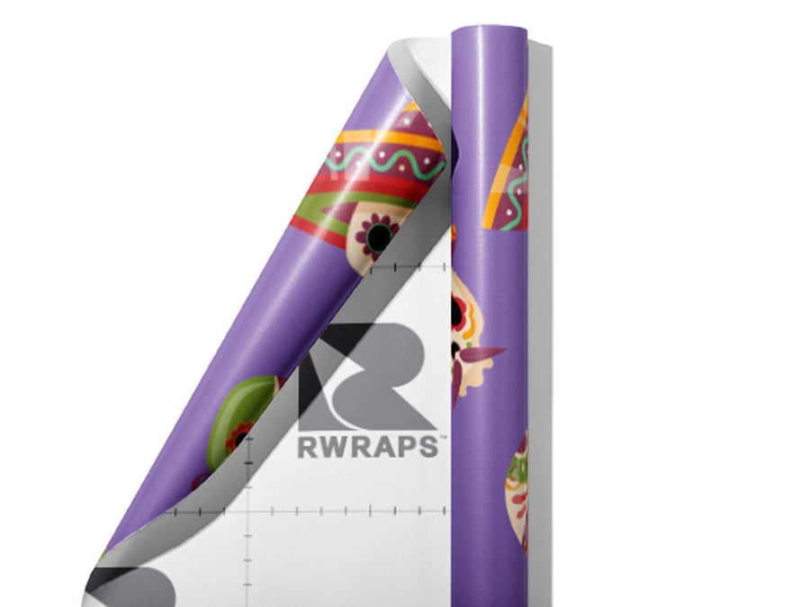Lavender Calaveras Day of the Dead Wrap Film Sheets~Rwraps Series 914 Lavender Calaveras Day of the Dead Scrolled Sheet~3