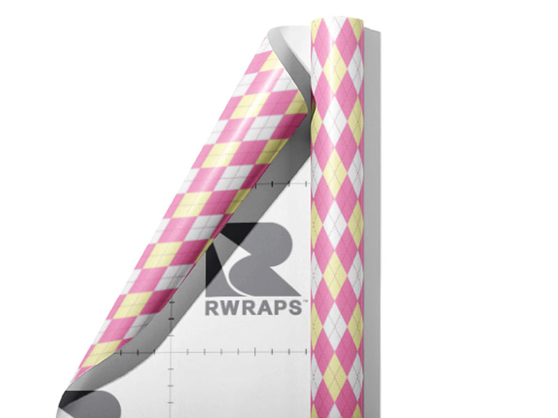 Lemonade Bubblegum Argyle Wrap Film Sheets~Rwraps Series 914 Lemonade Bubblegum Argyle Scrolled Sheet~3
