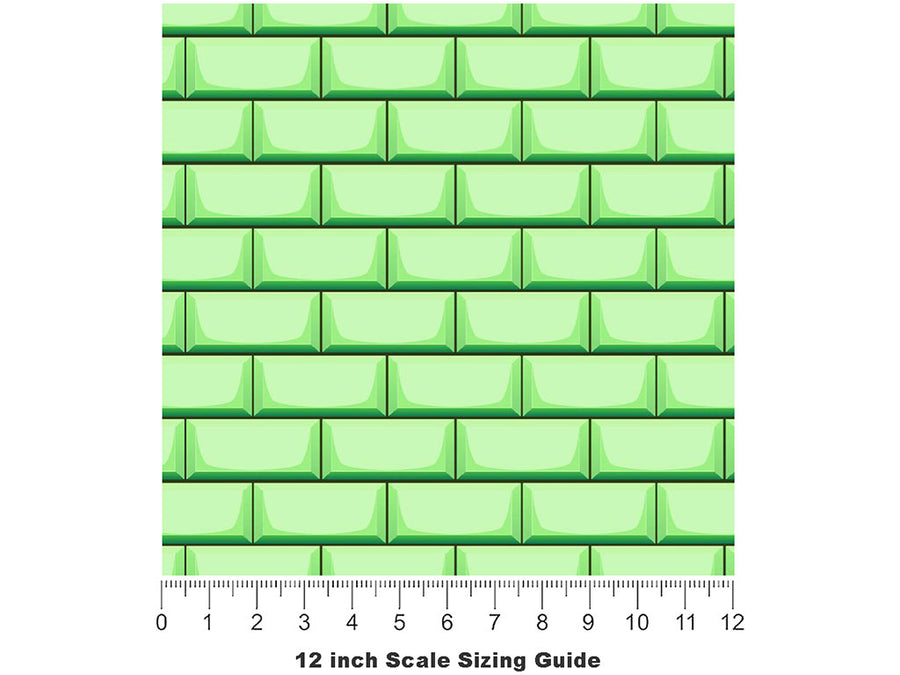 Light Green Brick Vinyl Film Pattern Size 12 inch Scale~Rwraps Light Green Brick Sizing Chart~3