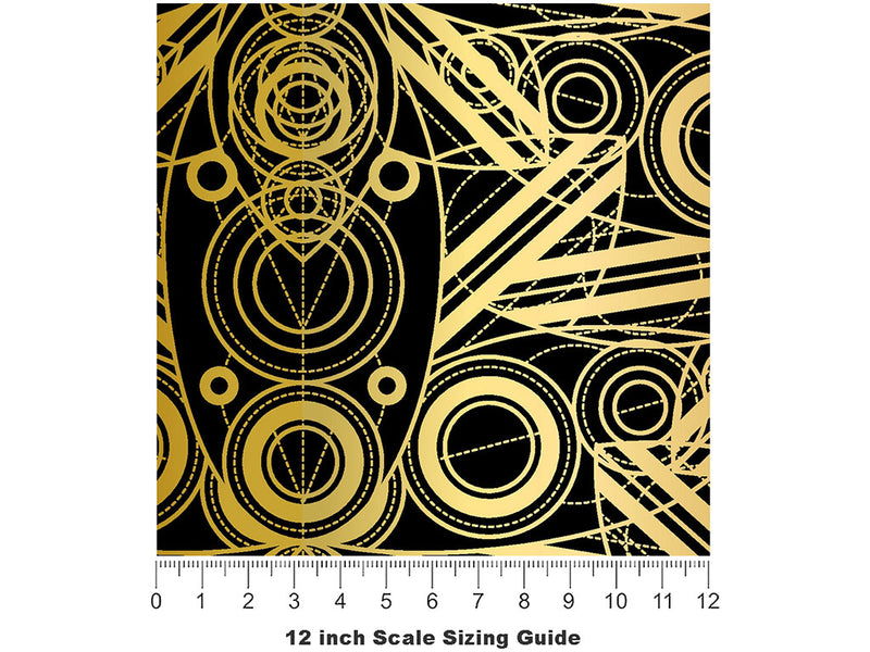 Like Clockwork Art Deco Vinyl Film Pattern Size 12 inch Scale~Rwraps Like Clockwork Art Deco Sizing Chart~2