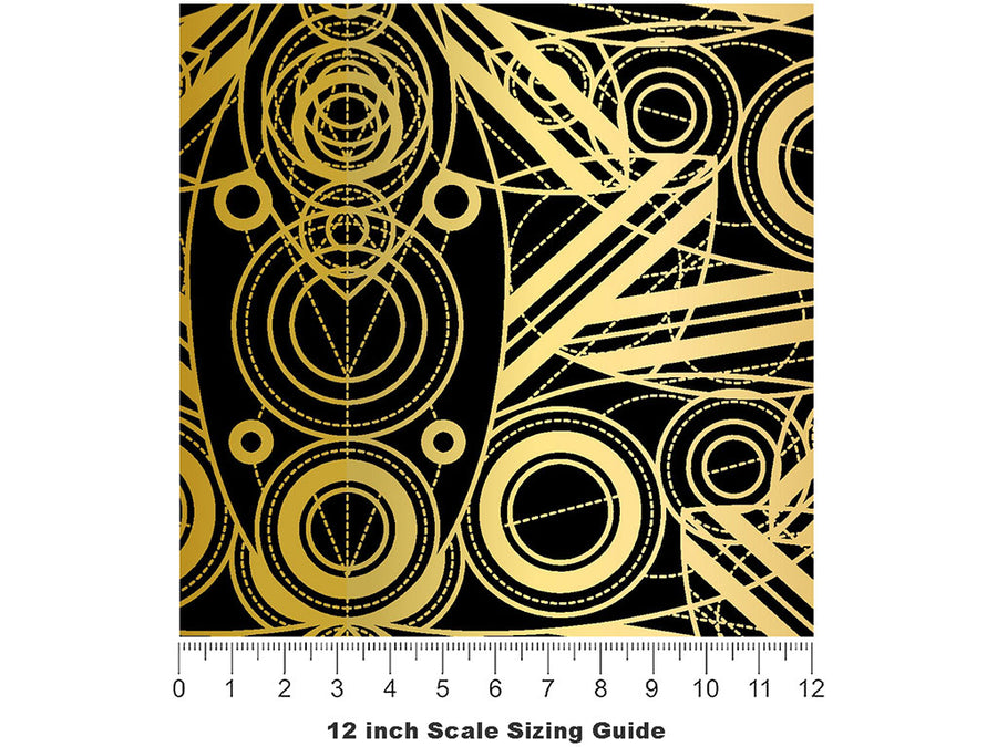 Like Clockwork Art Deco Vinyl Film Pattern Size 12 inch Scale~Rwraps Like Clockwork Art Deco Sizing Chart~2