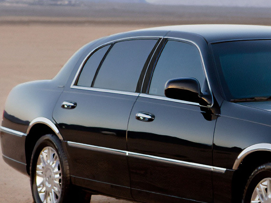 lincoln town car 1998-2011 Brushed Aluminum Black Pillar Cover Diagram