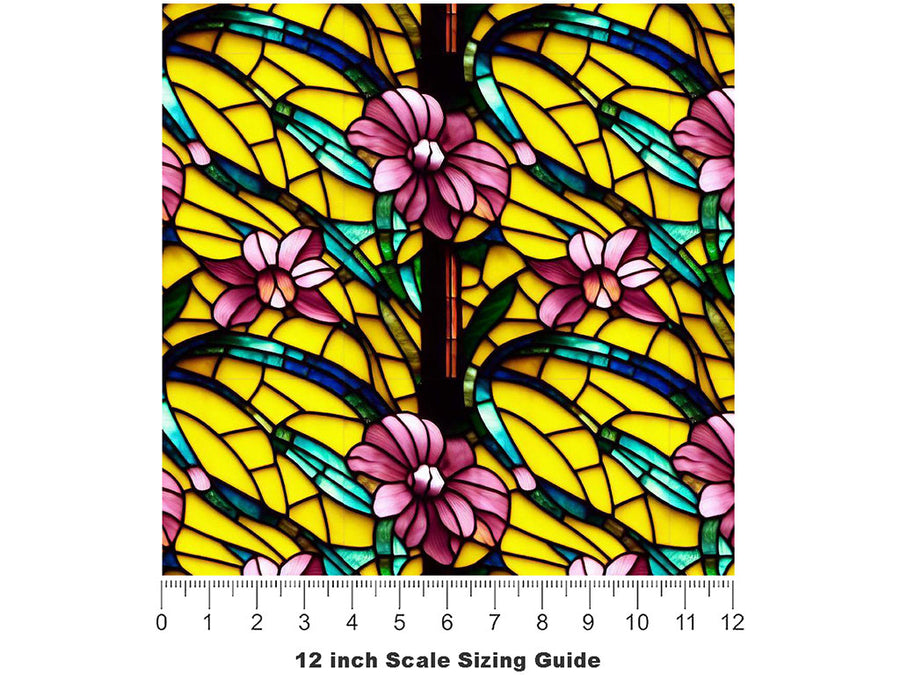 Lovely Day Stained Glass Vinyl Film Pattern Size 12 inch Scale~Rwraps Lovely Day Stained Glass Sizing Chart~2