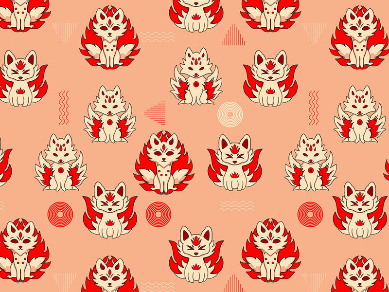 Lovely Kitsune Animal Vinyl Wrap Pattern~Rwraps Series 914 Digitally Printed Vinyl Wrap~0