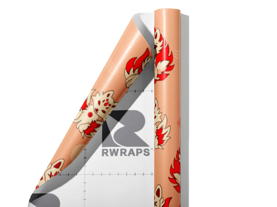 Lovely Kitsune Animal Wrap Film Sheets~Rwraps Series 914 Lovely Kitsune Animal Scrolled Sheet~3