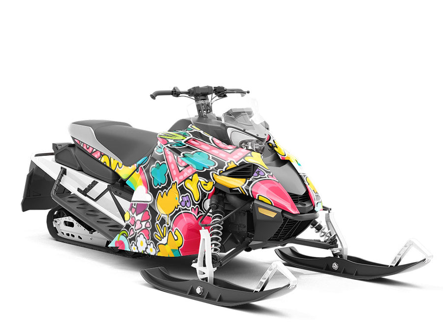 Lovey Dovey Sticker Bomb Custom Wrapped Snowmobile