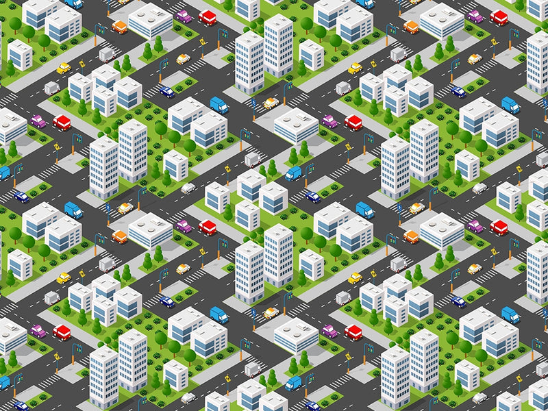 Lunch Rush Cityscape Vinyl Wrap Pattern~Rwraps Series 914 Digitally Printed Vinyl Wrap~0