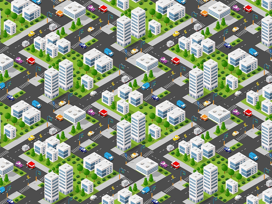 Lunch Rush Cityscape Vinyl Wrap Pattern~Rwraps Series 914 Digitally Printed Vinyl Wrap~0