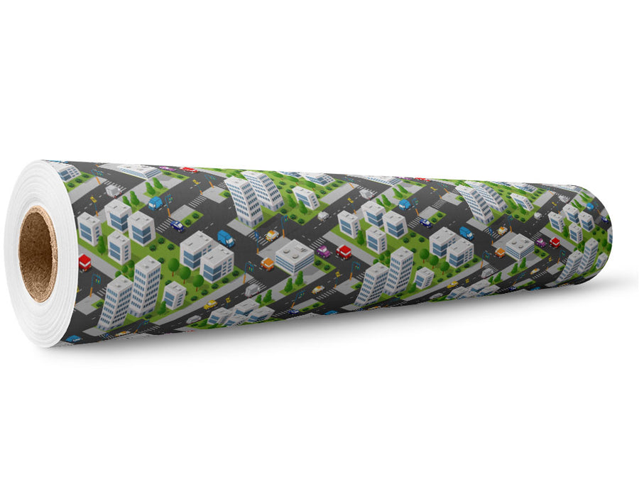 Lunch Rush Cityscape Wrap Film Wholesale Roll~Rwraps Series 914 Digitally Printed Vinyl Roll~5