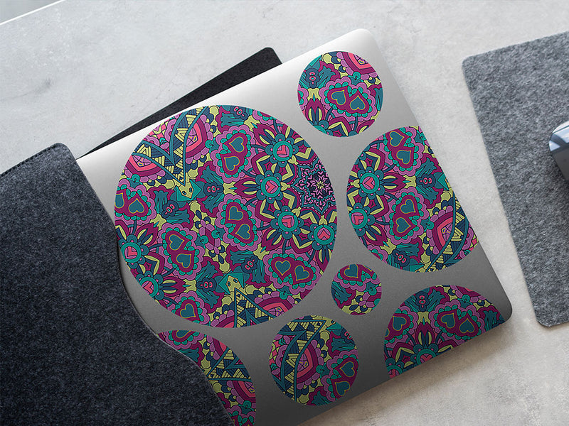 magenta love mandala DIY Laptop Stickers