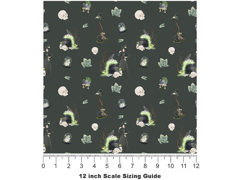 Magic Brew Witch Vinyl Film Pattern Size 12 inch Scale~Rwraps Magic Brew Witch Sizing Chart~2