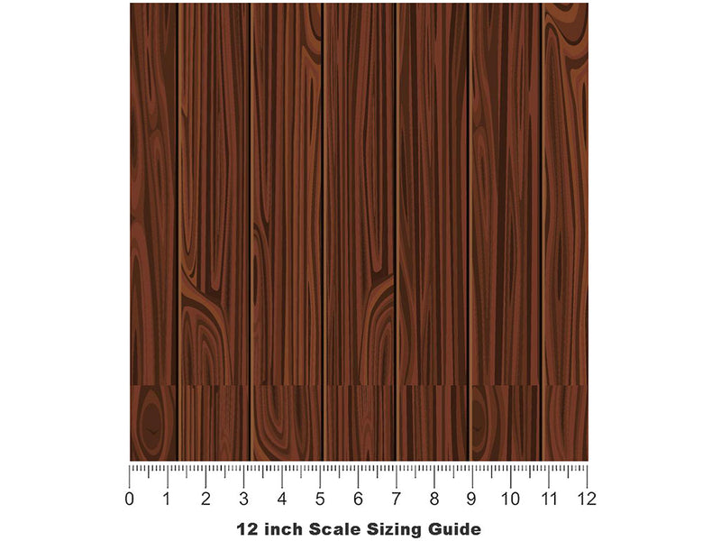 Mahogany Wood Plank Vinyl Film Pattern Size 12 inch Scale~Rwraps Mahogany Wood Plank Sizing Chart~3