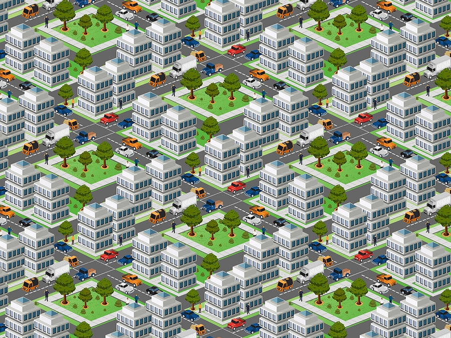 Main Thoroughfare Cityscape Vinyl Wrap Pattern~Rwraps Series 914 Digitally Printed Vinyl Wrap~0