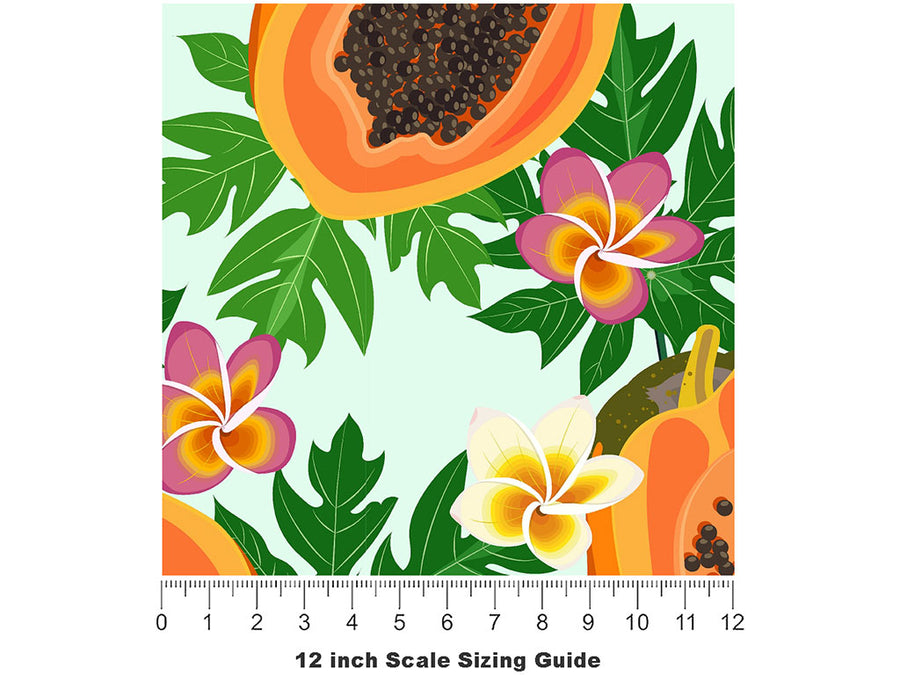 Maradol Fruit Vinyl Film Pattern Size 12 inch Scale~Rwraps Maradol Fruit Sizing Chart~2