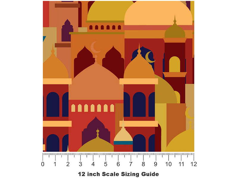 Marigold Mosques Cityscape Vinyl Film Pattern Size 12 inch Scale~Rwraps Marigold Mosques Cityscape Sizing Chart~3