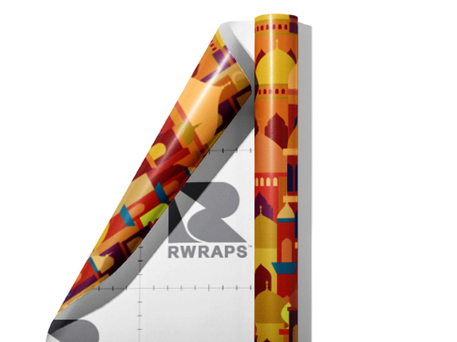 Marigold Mosques Cityscape Wrap Film Sheets~Rwraps Series 914 Marigold Mosques Cityscape Scrolled Sheet~4