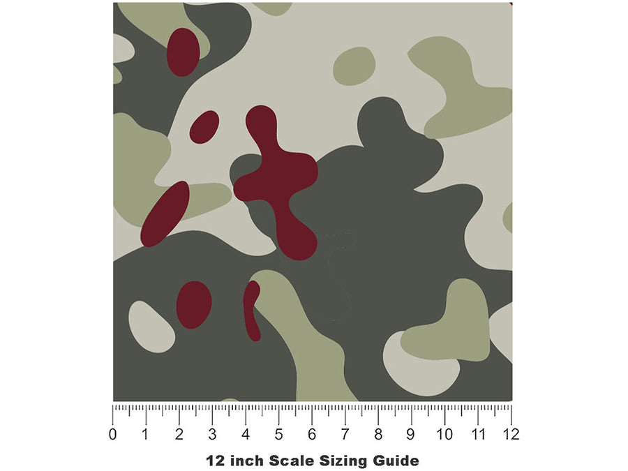 Maroon Flecktarn Camouflage Vinyl Film Pattern Size 12 inch Scale~Rwraps Maroon Flecktarn Camouflage Sizing Chart~3
