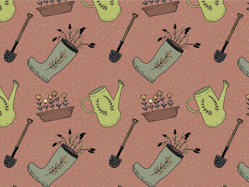 Maroon Gear Gardening Vinyl Wrap Pattern~Rwraps Series 914 Digitally Printed Vinyl Wrap~0