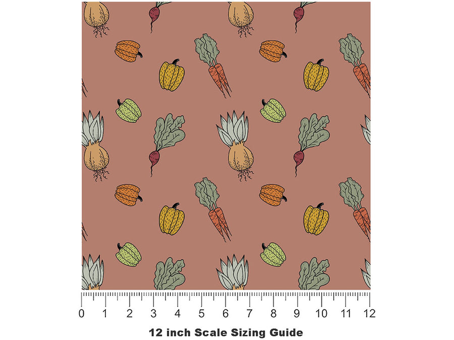 Maroon Harvest Gardening Vinyl Film Pattern Size 12 inch Scale~Rwraps Maroon Harvest Gardening Sizing Chart~2