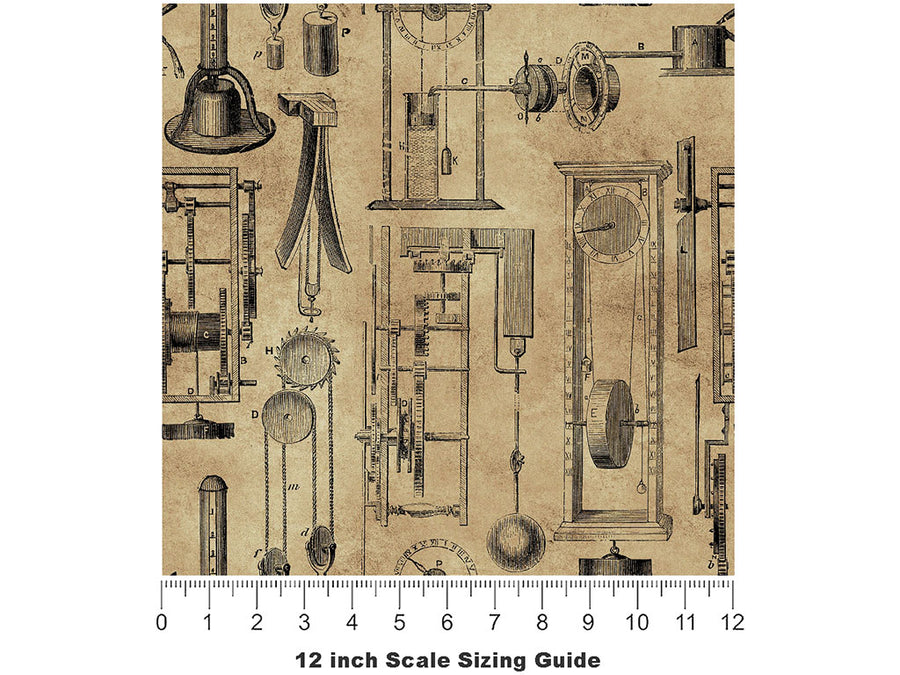 Measuring Time Steampunk Vinyl Film Pattern Size 12 inch Scale~Rwraps Measuring Time Steampunk Sizing Chart~2