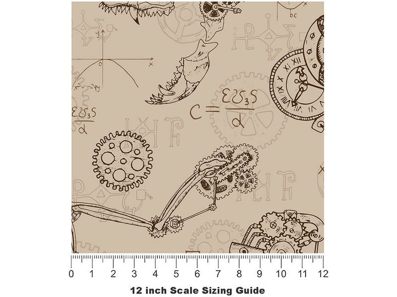 Mechanical Bat Steampunk Vinyl Film Pattern Size 12 inch Scale~Rwraps Mechanical Bat Steampunk Sizing Chart~2