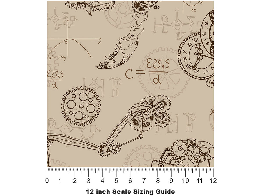 Mechanical Bat Steampunk Vinyl Film Pattern Size 12 inch Scale~Rwraps Mechanical Bat Steampunk Sizing Chart~2