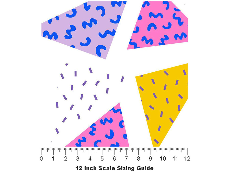 Memphis Tile Vinyl Film Pattern Size 12 inch Scale~Rwraps Memphis Tile Sizing Chart~3