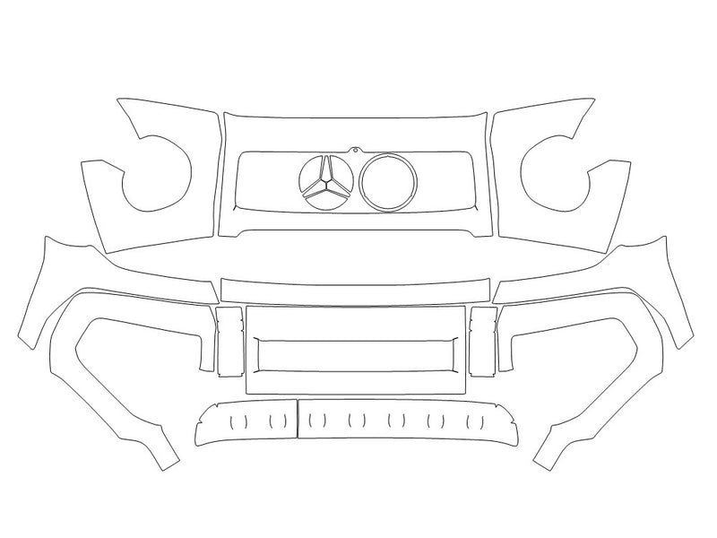 g-class Avery Dennison Clear Bra Bumper Precut PPF Diagram