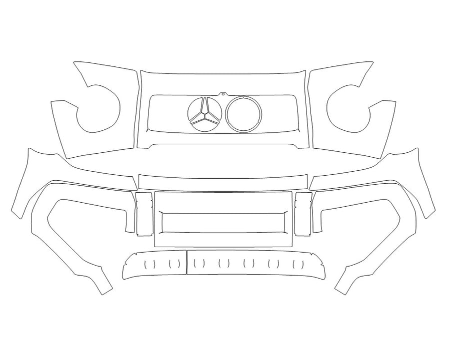 g-class Avery Dennison Clear Bra Bumper Precut PPF Diagram
