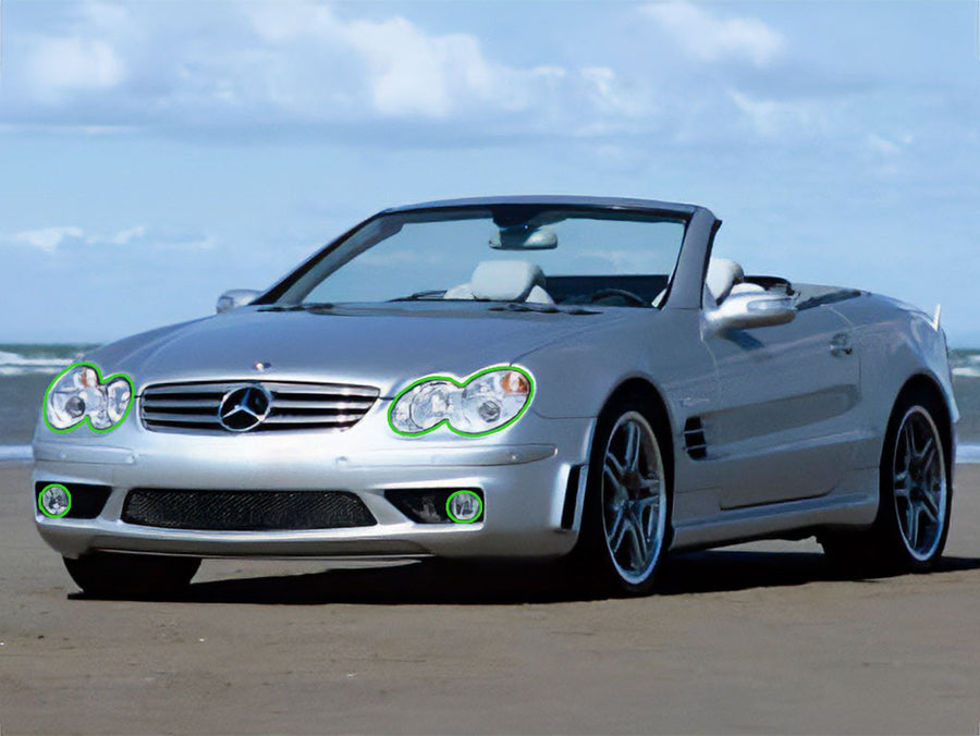 mercedes-benz sl-class 2003-2006 (coupe / convertible) Headlight Protection Installation Location