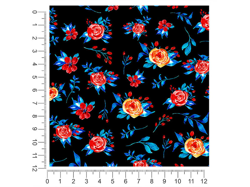 midnight begonias floral 1ft x 1ft Craft Sheets