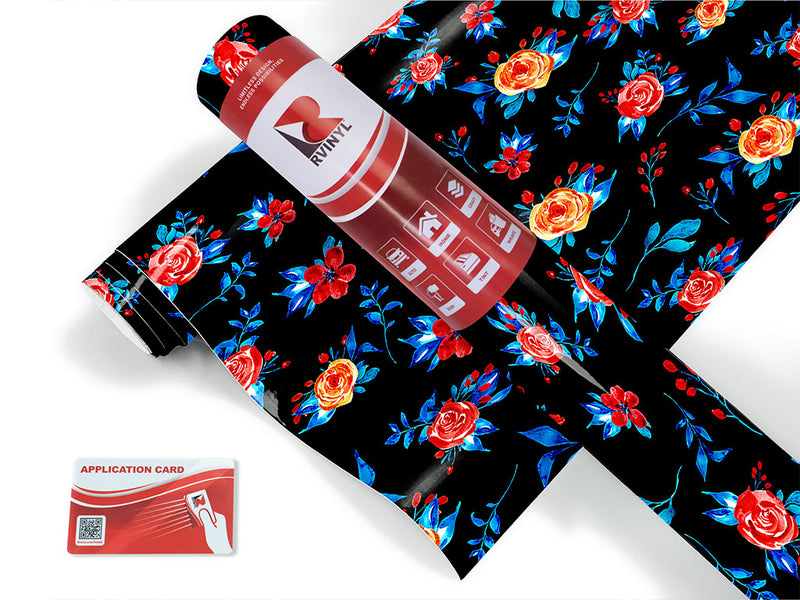 midnight begonias floral Craft Vinyl Roll