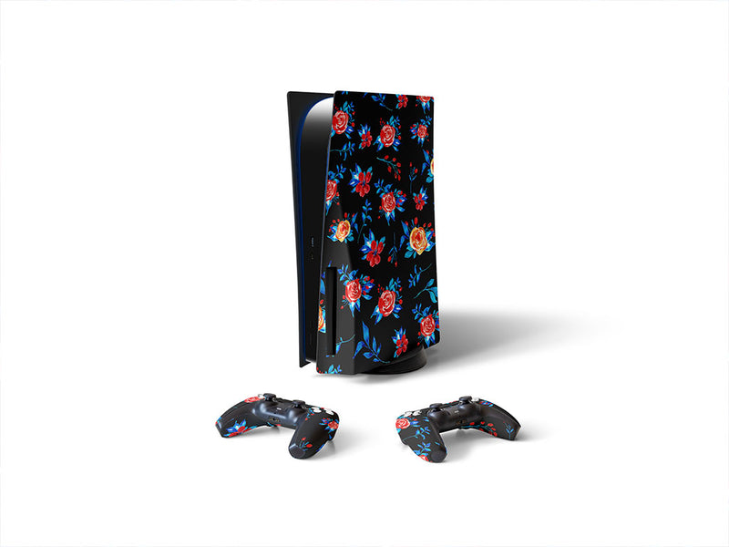 midnight begonias floral Sony PS5 DIY Skin