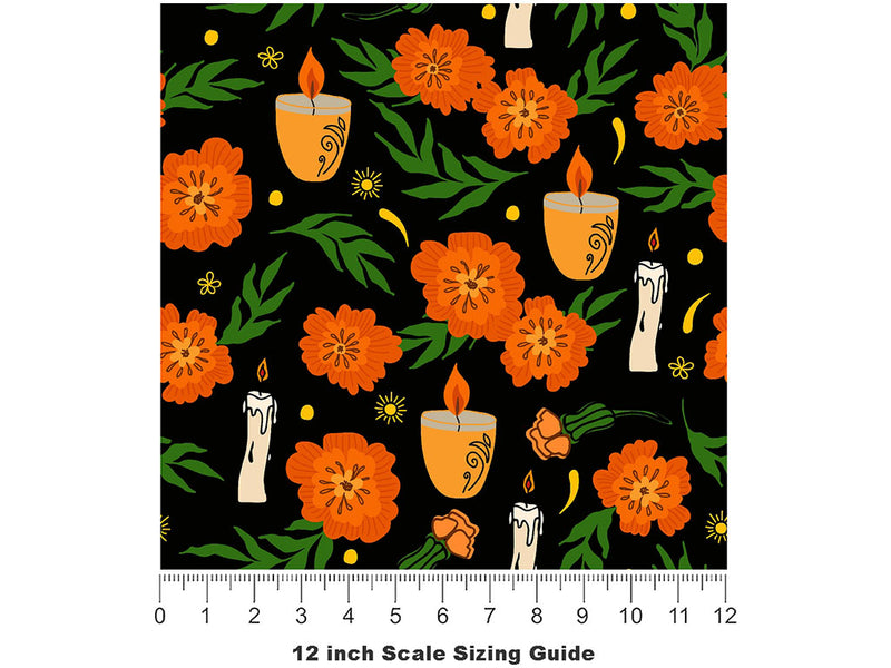 Midnight Candlelight Day of the Dead Vinyl Film Pattern Size 12 inch Scale~Rwraps Midnight Candlelight Day of the Dead Sizing Chart~2