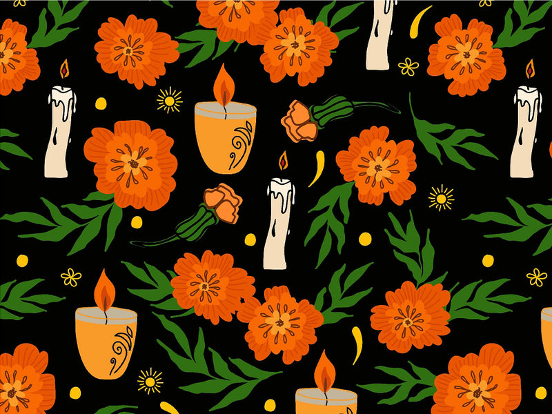 Midnight Candlelight Day of the Dead Vinyl Wrap Pattern~Rwraps Series 914 Digitally Printed Vinyl Wrap~0