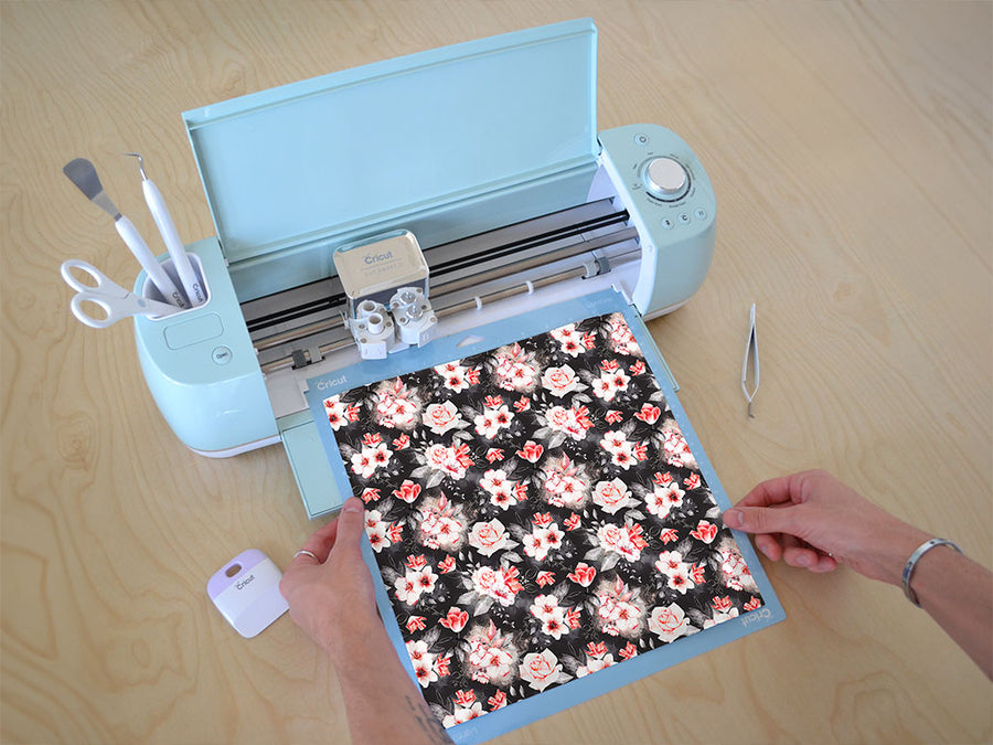 midnight carnation floral Cricut Compatible Vinyl