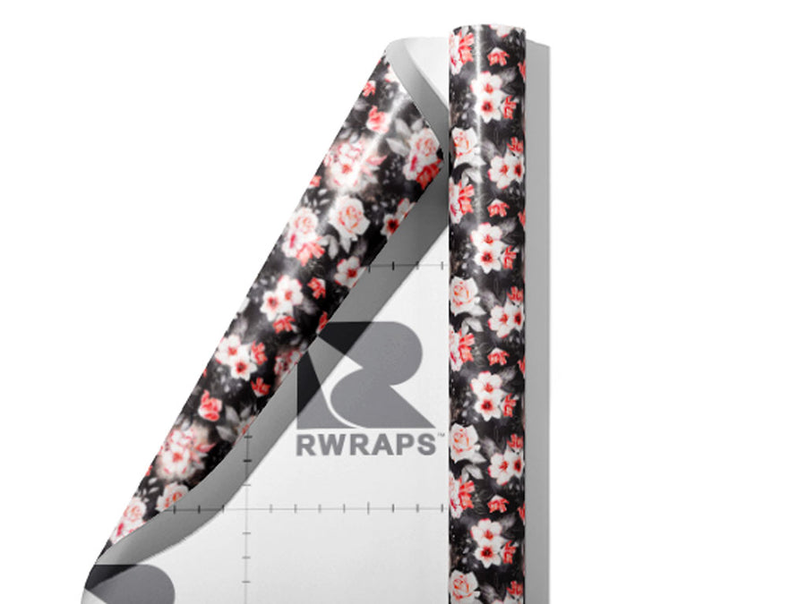 Midnight Carnation Floral Wrap Film Sheets~Rwraps Series 914 Midnight Carnation Floral Scrolled Sheet~3