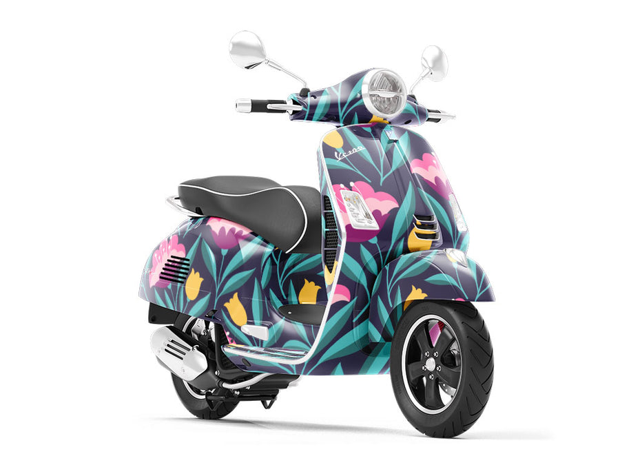 Midnight Deco Floral Vespa Scooter Wrap Film