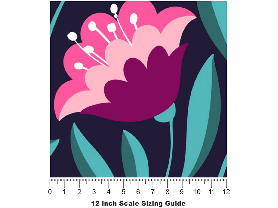 Midnight Deco Floral Vinyl Film Pattern Size 12 inch Scale~Rwraps Midnight Deco Floral Sizing Chart~2