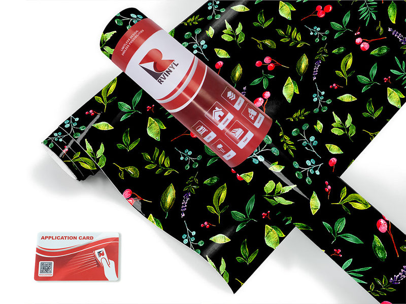 midnight holly floral Craft Vinyl Roll