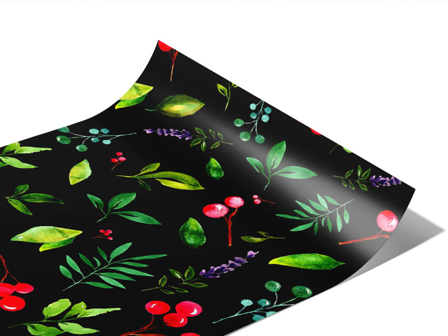 Midnight Holly Floral Vinyl Wraps~Rwraps Series 914 Digitally Printed Vinyl Wrap~0