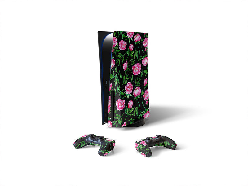 midnight peony floral Sony PS5 DIY Skin