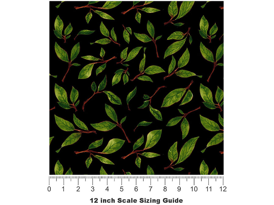 Midnight Poplar Floral Vinyl Film Pattern Size 12 inch Scale~Rwraps Midnight Poplar Floral Sizing Chart~2