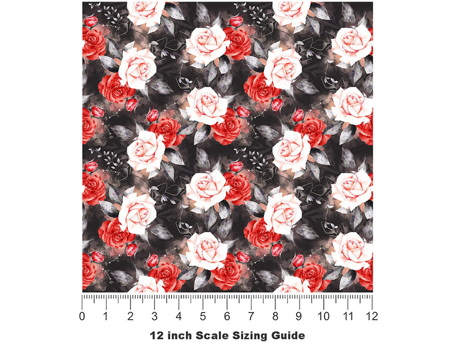 Midnight Rose Floral Vinyl Film Pattern Size 12 inch Scale~Rwraps Midnight Rose Floral Sizing Chart~2