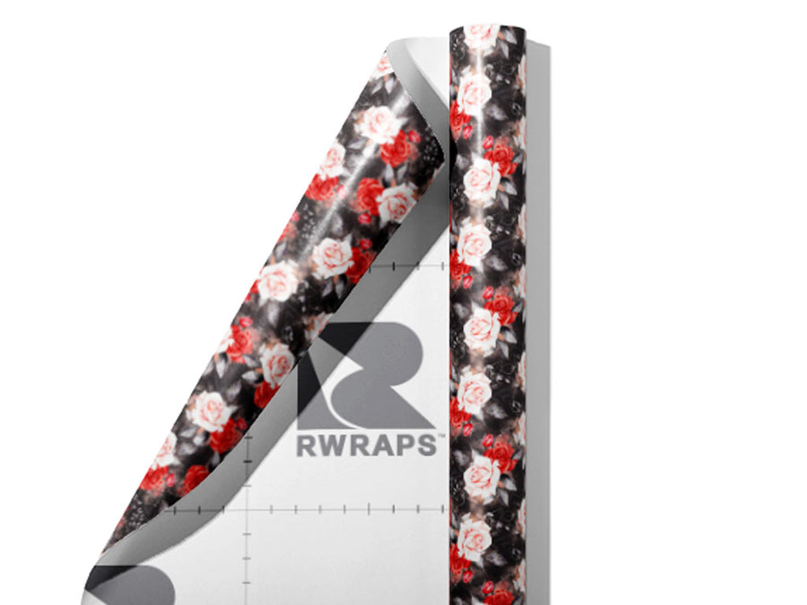 Midnight Rose Floral Wrap Film Sheets~Rwraps Series 914 Midnight Rose Floral Scrolled Sheet~3