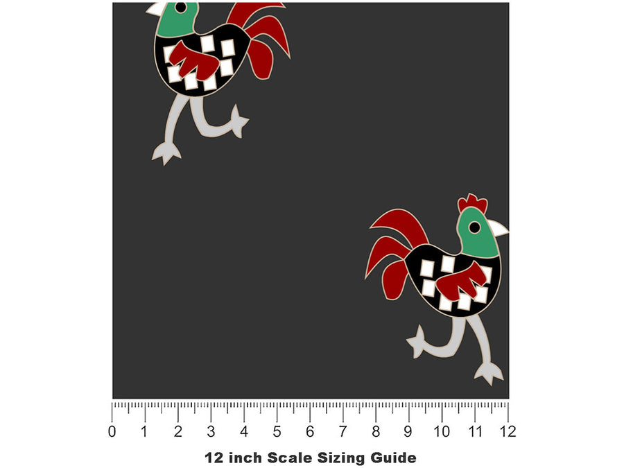 Mini Cockerels Birds Vinyl Film Pattern Size 12 inch Scale~Rwraps Mini Cockerels Birds Sizing Chart~2