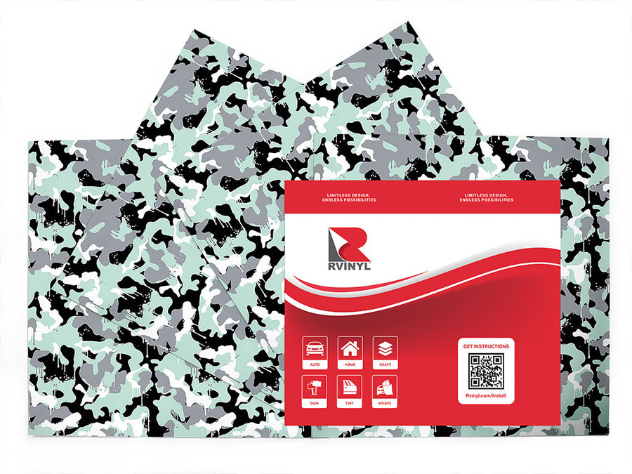 mint graffiti camouflage Craft Vinyl Sheet Pack