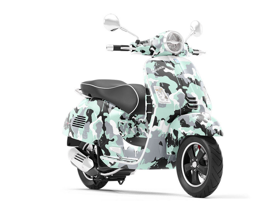 Mint Graffiti Camouflage Vespa Scooter Wrap Film