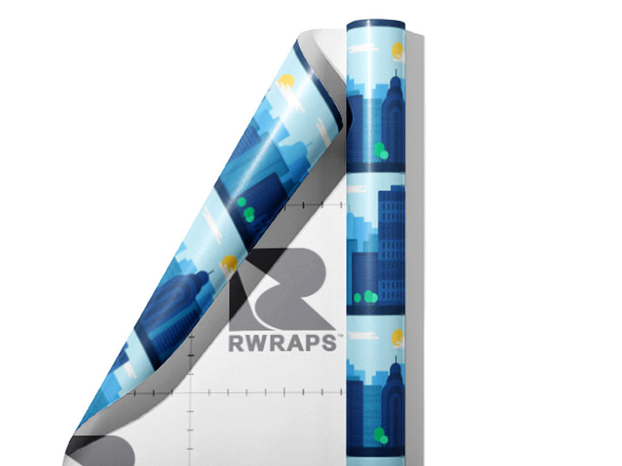 Misty Metropolis Cityscape Wrap Film Sheets~Rwraps Series 914 Misty Metropolis Cityscape Scrolled Sheet~4