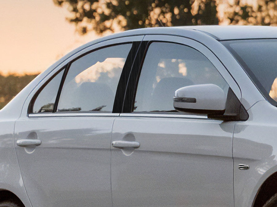 mitsubishi evolution 2008-2015 Brushed Aluminum Black Pillar Cover Diagram